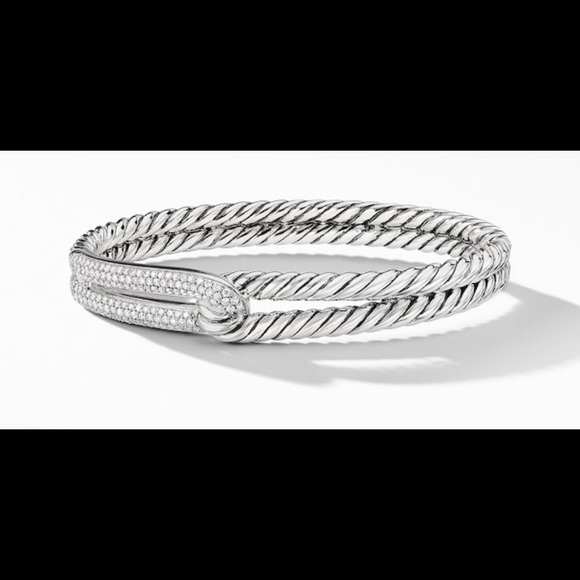 David Yurman Labyrinth  Silver Diamond Bracelet - Picture 2 of 7